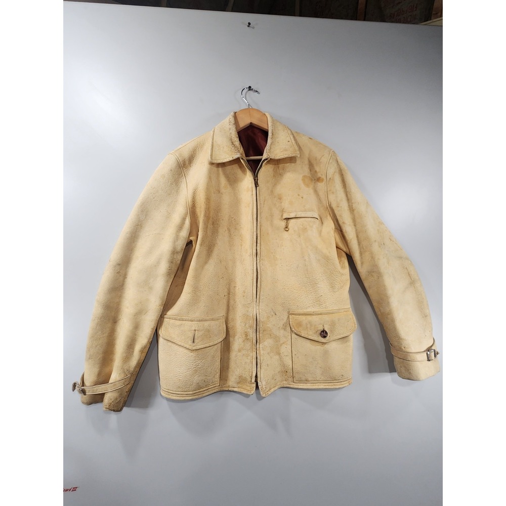 Vintage 30s 40s Horsehide Leather Jacket Mens Buckle Back Distressed Thrashed
